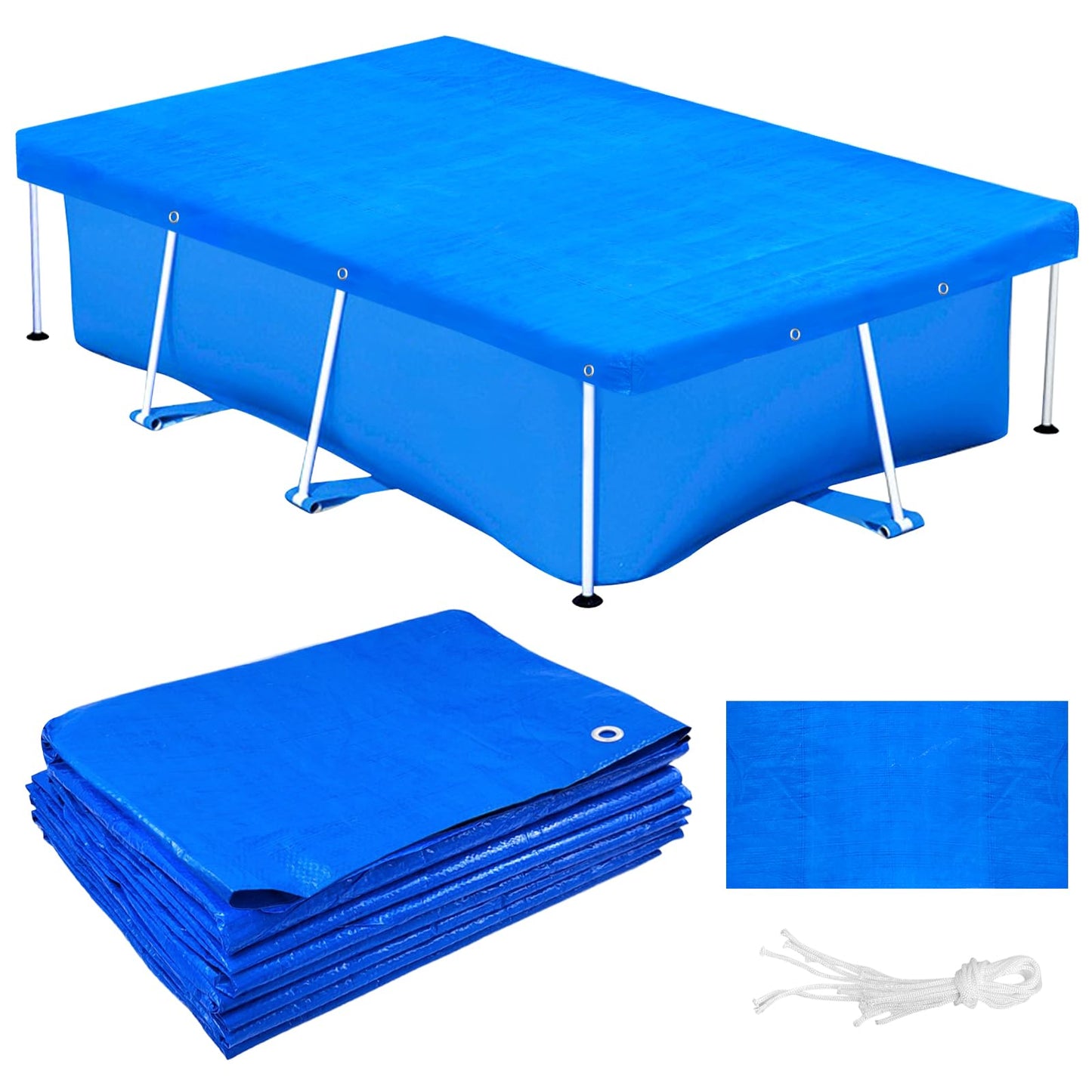 14 x 7ft Rectangular Pool Cover for Frame Above Ground Pool Cover 177" X 87" Rectangle Frame Swimming Pool Cover for Rectangle Frame Pool Heavy Duty Pool Cover Protector for Garden Swimming Pool Cover