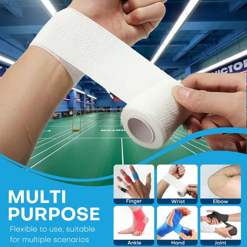 Cohesive Bandage Wrap 2 Inch x 5 Yards, 12 Pack Skin Color Self Adhesive Athletic Tape for Medical First Aid, Injury Recovery & Sports Wraps