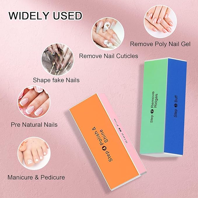Soft 'N Style 4 Way Shiny Block / 4 Step Buffing Block Shine Nail Buffer 3 pcs