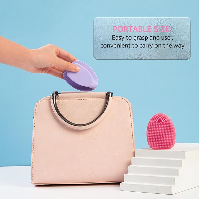 Silicone Face Scrubber,Face Scrubber,2pcs Facial Cleansing Brush,Facial Washing Brush for Deep Clean Pore Cleansing Blackhead Remover Scrubbing Brushes for All Kinds of Skins (Green+Pink)