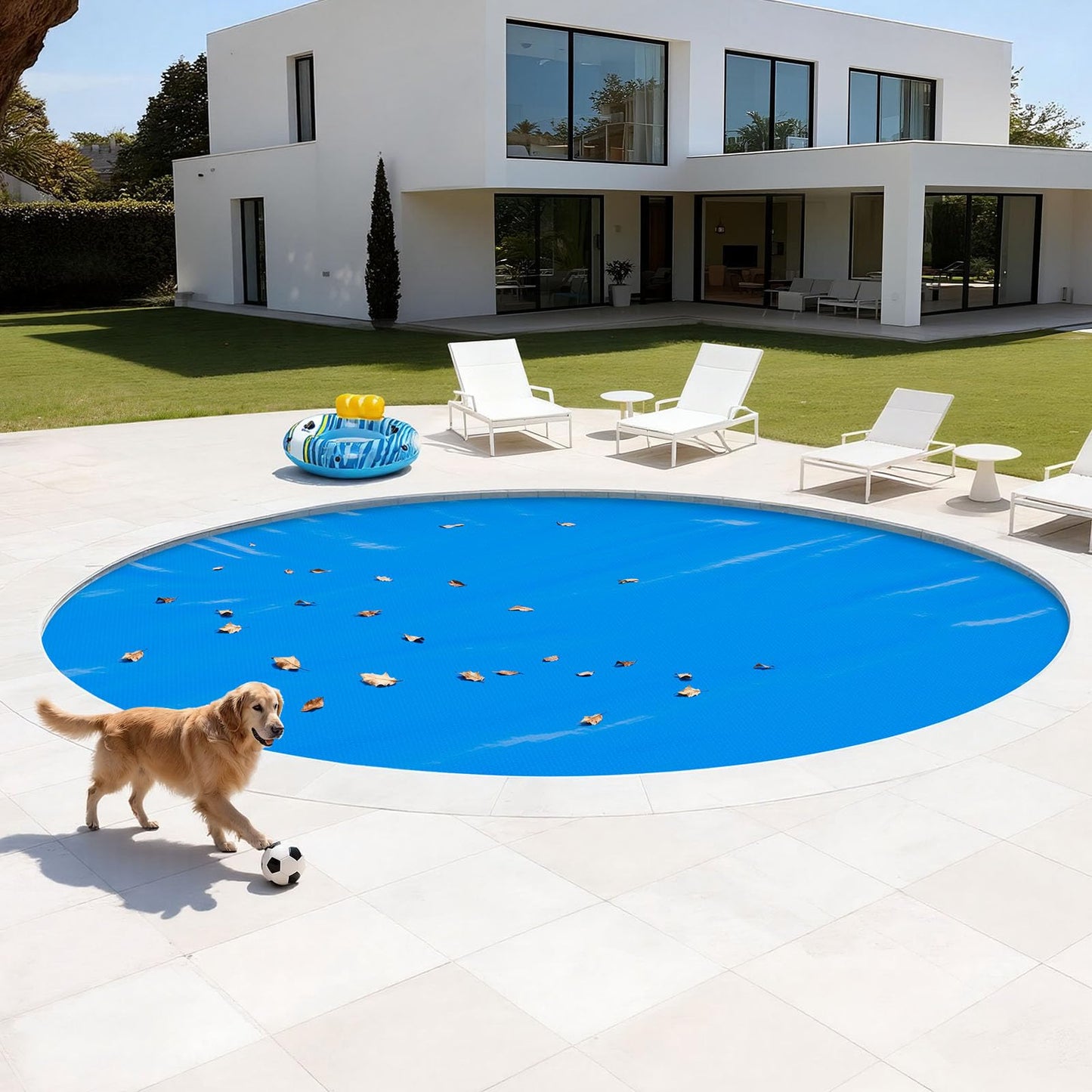 VEVOR Solar Pool Cover, 24 ft Round Pool Bubble Cover, 12 Mil Pools Solar Blanket with Bubble & PE Material, Daytime Heat Absorption, Nighttime Heat Retention, Heat Retaining Solars Covers, Blue