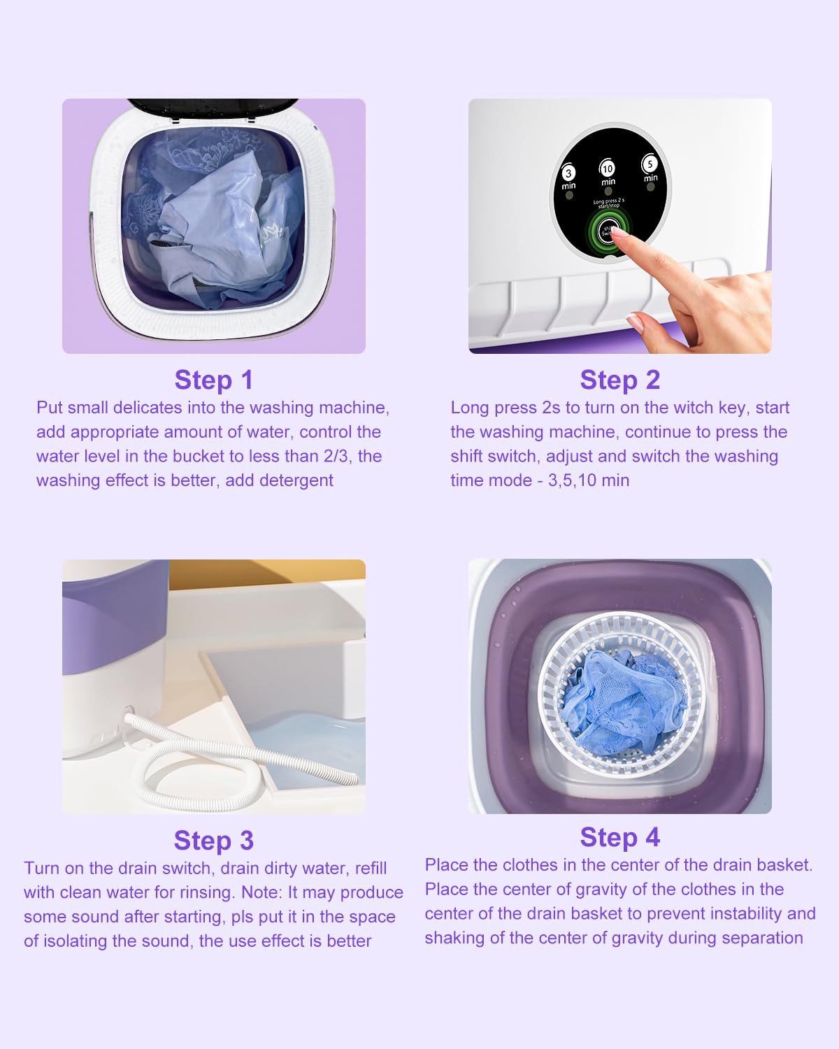 15L Portable Washing Machine, Foldable Small Washer with Spin Basket Laundry Machine, 3 Cleaning Modes Suitable for Underwear Baby Small Clothes, Foldable Design Ideal for Hotel Camping Apartment Home