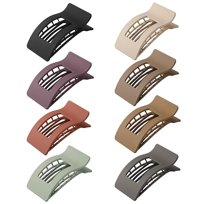 8 Pack French Flat Hair Clips for Women – Large Matte No-Slip Claw clips for Thick & Thin Hair, Strong Hold Styling Barrettes Accessories (Neutral)