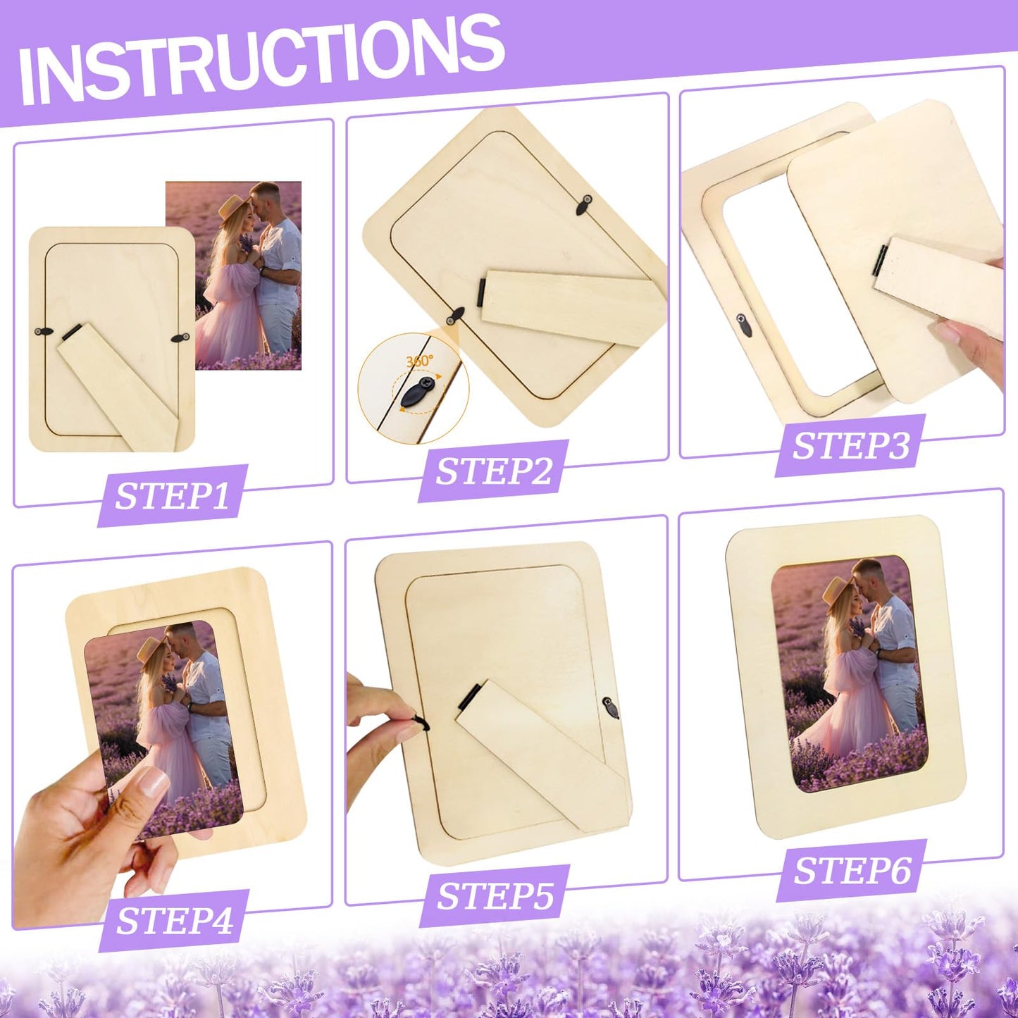 RYKOMO 20 Pack Wooden Picture Frames for Crafts, 4 x 6 Inch DIY Wood Picture Frames Unfinished Photo Frame for Valentine's Day Gift New Year Birthday Party Father's Day Mother's Day Wood Decor