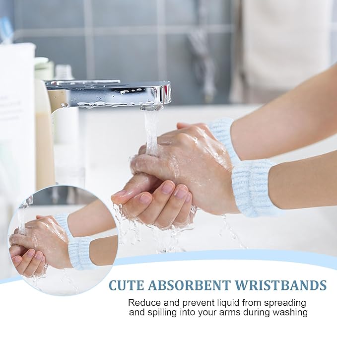 6Pcs Spa Set, Terry Cloth Headbands & Wrist Washbands for Face Washing