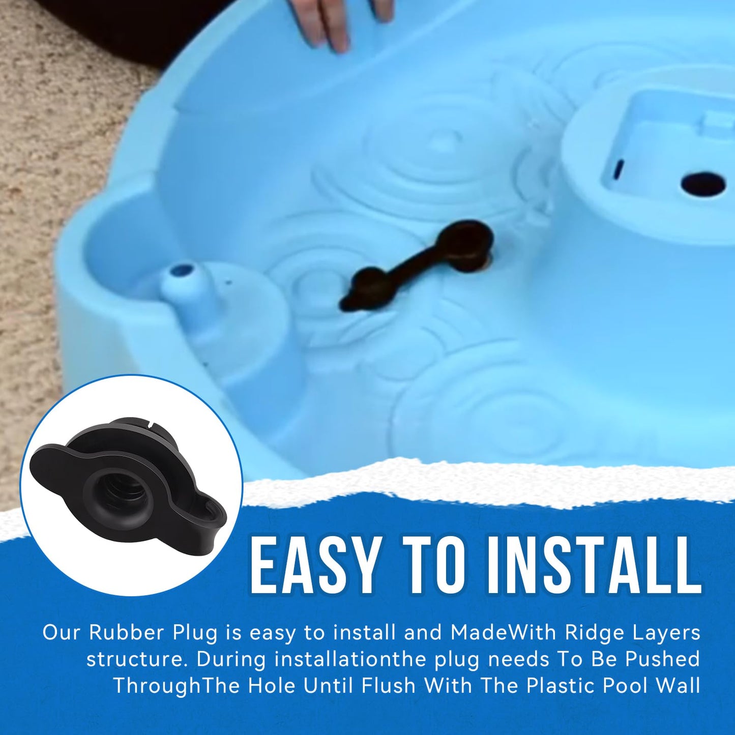 SeDeplacer 1inch Rubber Plug/Water Table Plug Compatible with Step 2 Pool, Fits for Big Splash Pool & Little Tikes Pools, Only for The Hole to Be Pluged is 1-Inch Wide