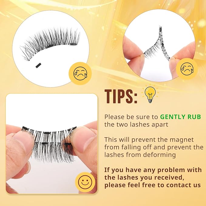 QUEWEL Magnetic Eyelashes 4 Pair Reusable Magnetic Eyelashes with Applicator No Glue Needed Eyelashes Natural Look Lash Clusters Kit Easy to Wear and Remove(4 Pairs-B08)