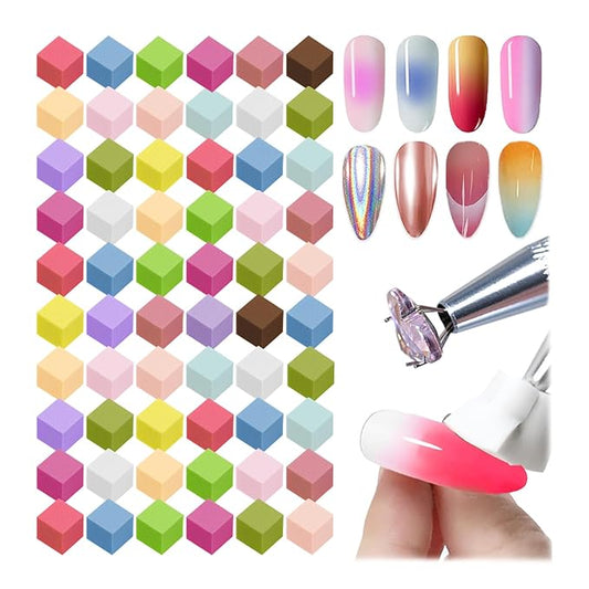 150 PCS Nail Sponges For Ombre Nail Art Supplies Brushes Design Tools Nail Tech Must Haves Accessories With 1 PCS Grab Pen for Salon And Home (Colorful, Medium Pack)