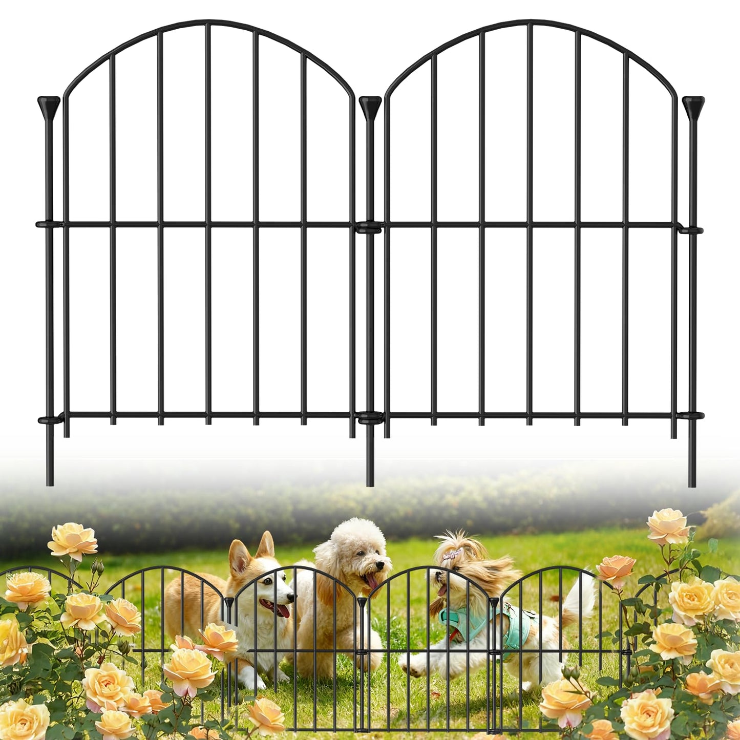 30 Pack Decorative Garden Fence Panels, 17in(H) x 31.5ft(L), Rustproof Metal No Dig Fence, Animal Barrier for Dogs & Rabbits, Anti Digging Fencing for Flower Bed Edging, Yard, Patio & Outdoor