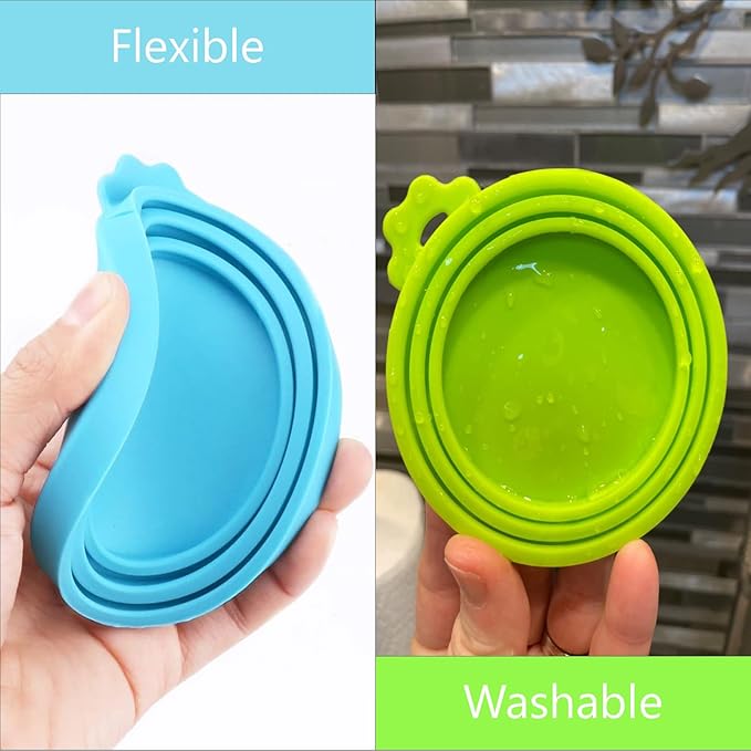 4 Pack Pet Food Can Cover Silicone Can Lids for Dog and Cat Food(Universal Size, One fit 3 Standard Size Food Cans)