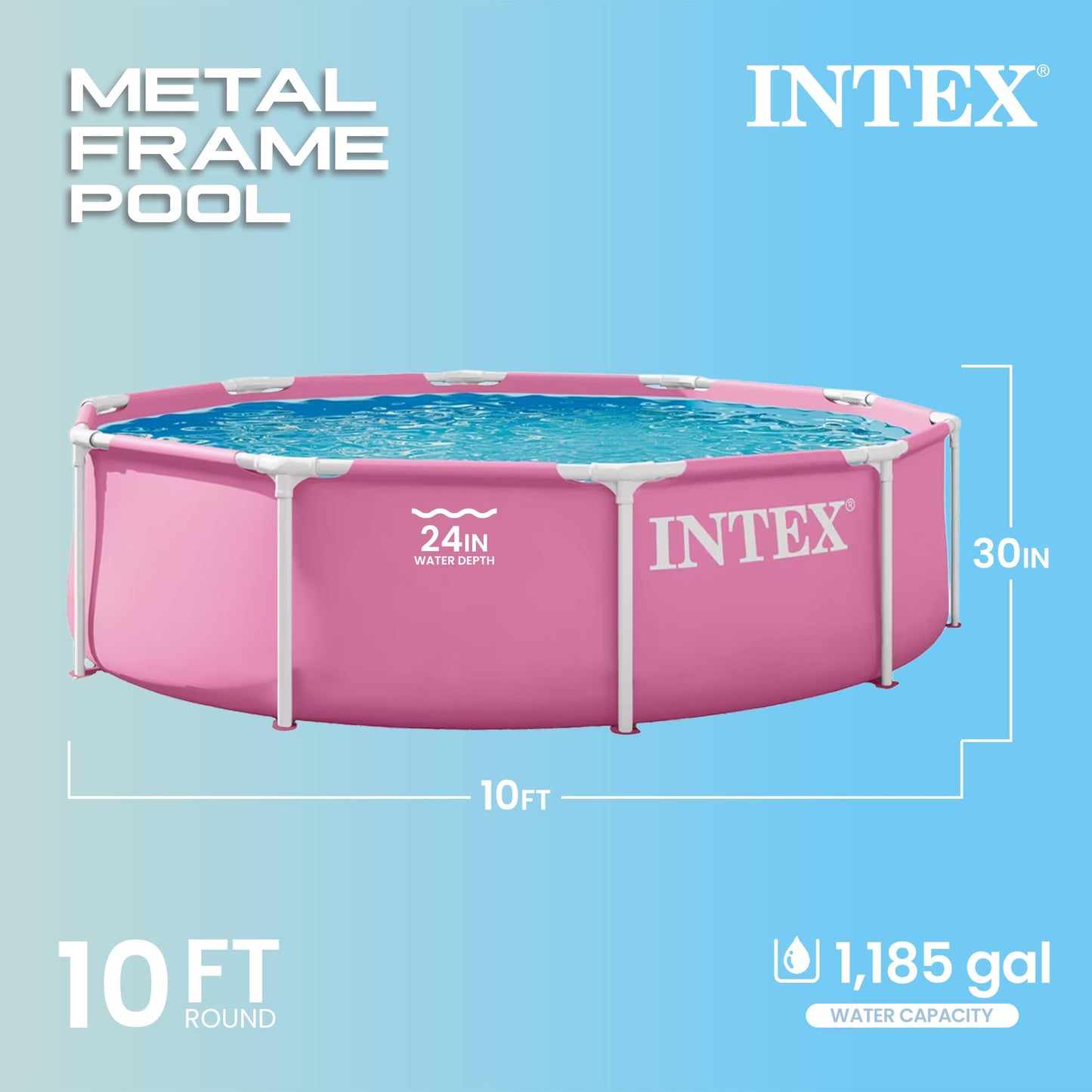 Intex 28295EP 10' x 30" Metal Frame Round Above Ground Swimming Pool - Pool Only