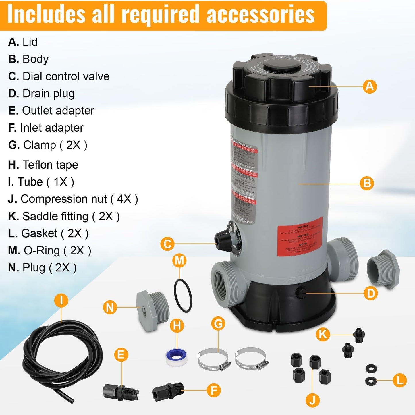 CL220 Offline Chlorinator for Swimming Pool Ponds,Replacement Hayward cl220 Chlorine Feeder,9 lbs Capacity,360 ° Adjustable Water Flow Knob, Thickened ABS Material