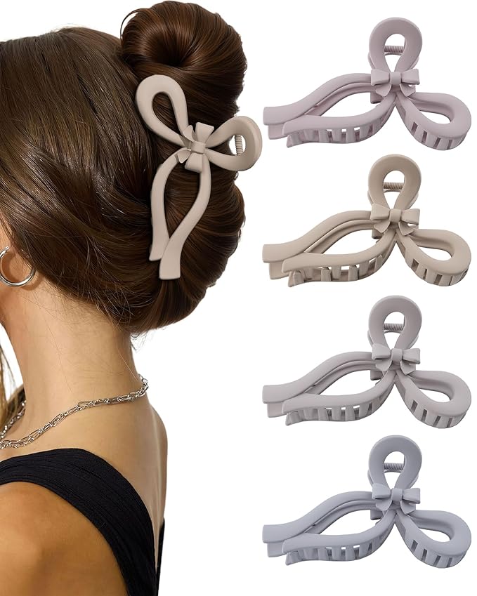 4 PCS Bow Hair Clips for Women Bow Claw Clip 5" Extra Large Hair Claw Clips for Thick and Long Hair Cute Bows Big Clip