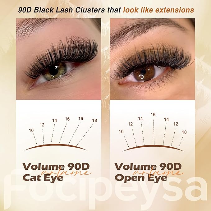 DIY Lash Clusters Full Volume Eyelash Extension 10-18MIX D Curly Individual Lash Clusters 90D Individual Lashes Extensions Clusters Lashes DIY Lash for Beginners by Focipeysa