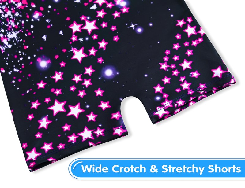 Nokecina Gymnastics Leotards for Girls Size 1t 2t One Piece Stretchy Black Rose Stars Unitard with Shorts