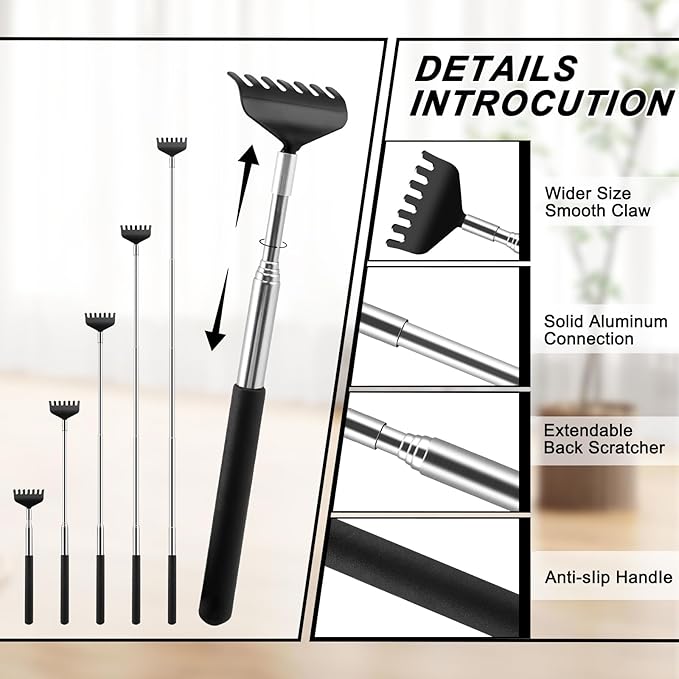 NICEMOVIC 6 Pack Back Scratcher for Men Women, Stocking Stuffers White Elephant Gifts for Adults, Game Prizes for Adults, Extendable Bulk Back Massager Tool for Thanksgiving Birthday Idea Gifts