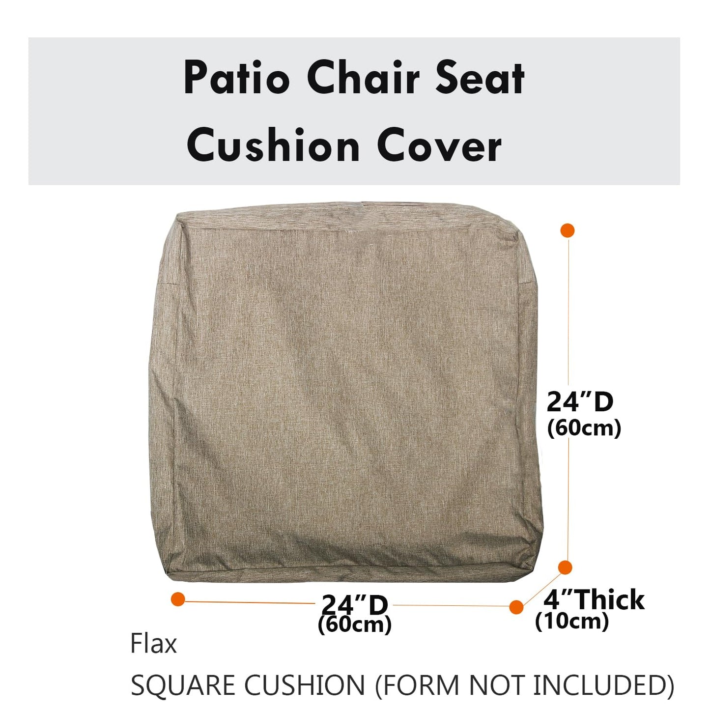 youngseahome Patio Seat Cushion Covers,Washable Slip Covers Replacement,Waterproof Outdoor Furniture Chair Cushion Pillow Seat Cover for Couch,Garden,Sofa,Flax,24"×24"×4"(4 Covers Only)