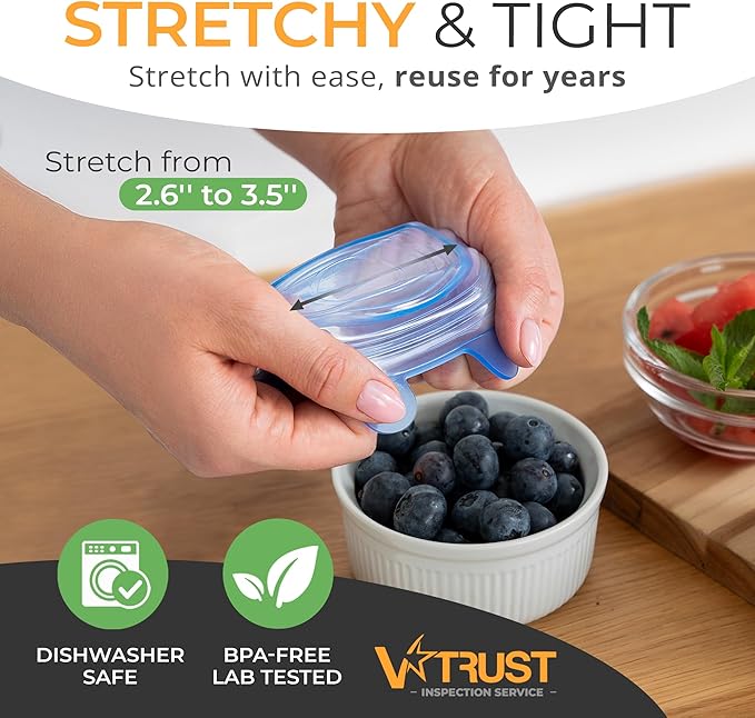 Orblue Silicone Stretch Lids 6-Pack Small for Fresh Food Storage - Seal in Flavors, Keep Food Fresh and Reduce Waste