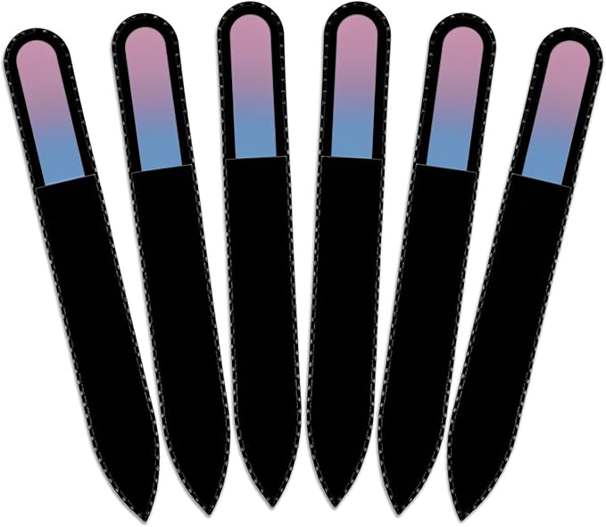 Mont Bleu Rainbow Crystal Nail File in Black Pouch - Czech Tempered Glass - Handmade in Bohemia (Czech Republic)