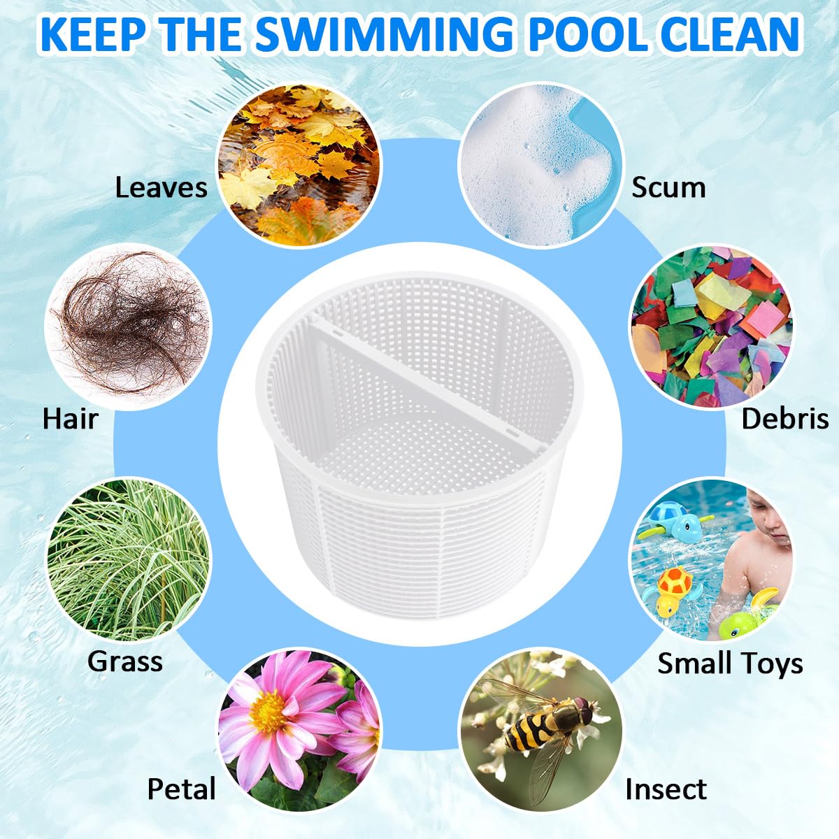 Rushinghorse SPX1082CA 7" Pool Skimmer Basket Replacement, for Hayward Swimming Pool Skimmer SPX1082CA & Aladdin B-152 Skimmer SP1082 SP1083 SP1084 1085 1086 SP1075 Series Skimmers Basket