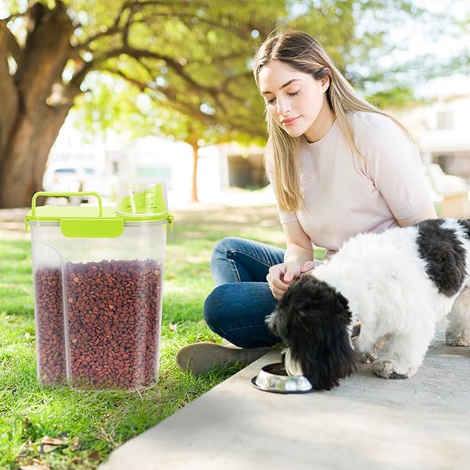 5Lbs Airtight Cat Dog Food Storage Container with Upgraded Large Nozzle BPA-Free, Pet Food Storage Containers for Rice, Grain, Pet Food, Flour, Dog Treat Storage (Bright Green, 5L-1pack)
