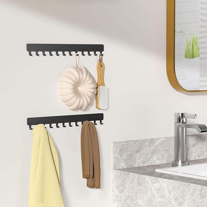 Necklace Holder - Hanging Jewelry Organizer, Self-Adhesive, Wall Mount, 2 Pack, Black