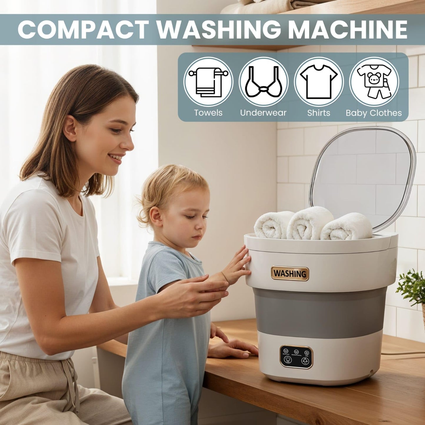 portable washing machine 15L small washer portable for underwear Delicate Cloths and light laundry Idel for Apartment Dorms Hotel and Camping