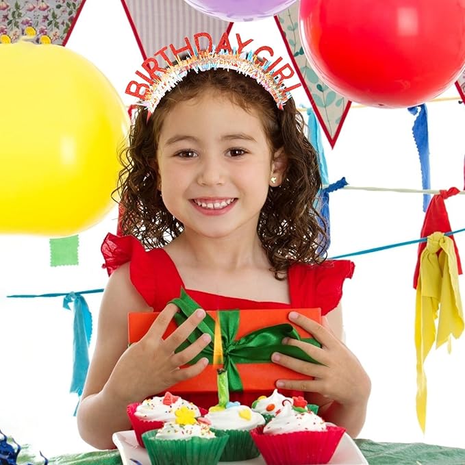 CIEHER Red Birthday Girl Headband Birthday Crown for Women Girls Prarty Favors