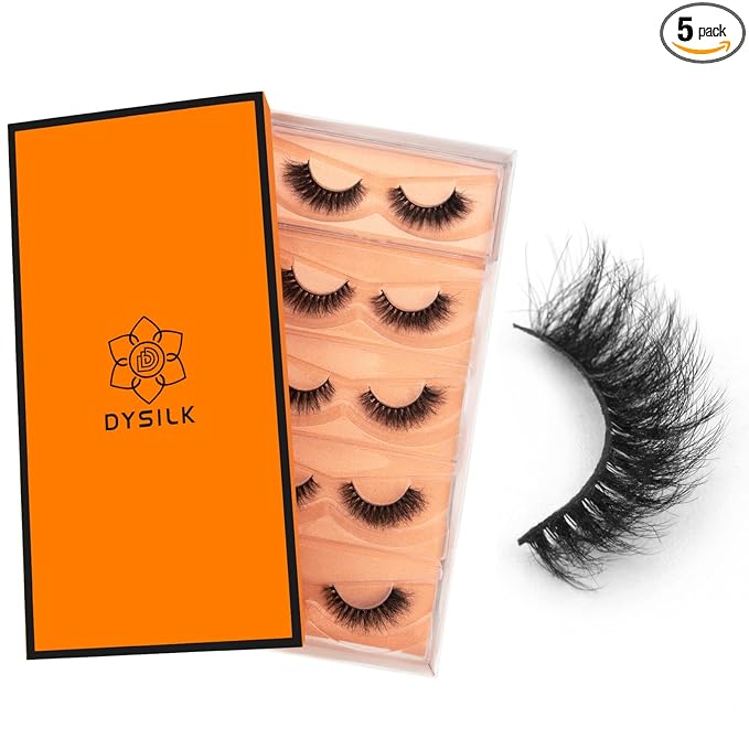 DYSILK Cat Eye Lashes False Eyelashes - Mink Lashes 5 Pairs 6D Lash Extension Kit Fluffy Lashes Fake Eyelashes Natural False Lashes Reusable Mink Lashes | Cat-Eye 8-15mm