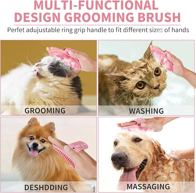 Professional 7 in 1 Dog Paw Cleaner for Dogs - Includes 1 Portable Paw Washer, 1 Bath Brush, 2 Dog Toothbrushes and 3 Absorbent Towels Note: Fits Paws 1.5 to 2.5 Inches Wide (Medium, Light Pink)