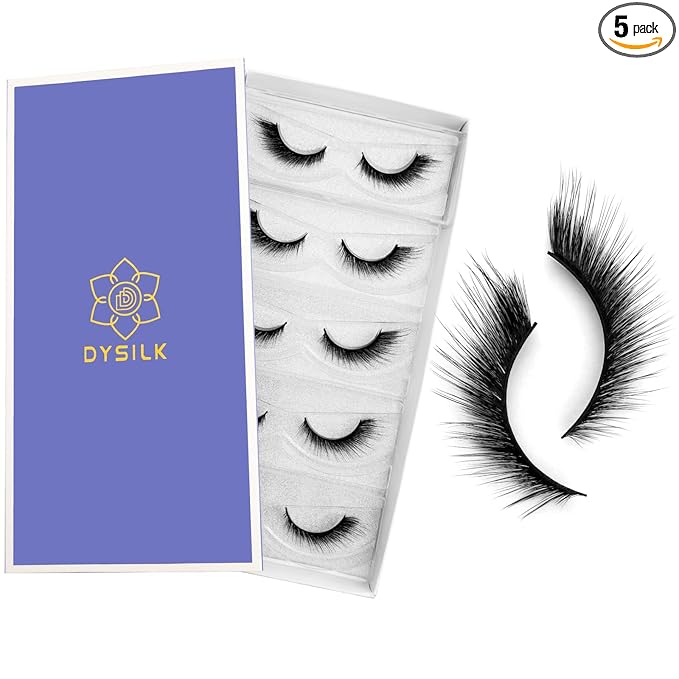 DYSILK Mink Lashes False Eyelashes - Lash Extension Strip Eyelashes 5 Pairs 6D Lashes Fox Eye Mink Eyelashes False Lashes Reusable Fake Eyelashes Mink Wispy Lashes Natural Look | Winged 7mm-17mm