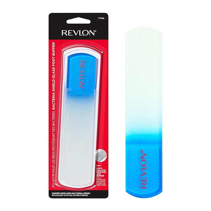 Revlon Glass Foot File and Buffer, Pedicure Tool, Callus and Dead Skin Remover, 1 Count