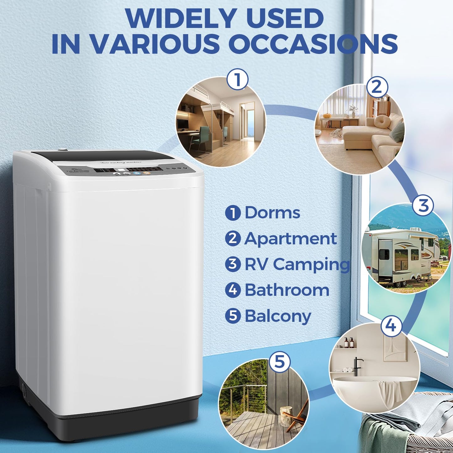 Nictemaw Portable Washing Machine 20Lbs Capacity 2.8 Cu.ft Portable Washer and Dryer Combo with 10 Programs and 8 Water Level Selections Compact Washer Machine for Apartments, Home, Dorms, Rv