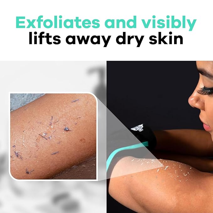 Dermasuri - Deep Exfoliating Glove - Korean Exfoliating Mitt & Body Scrubber - Keratosis Pilaris Treatment Scrub - Self Tanner Mitt & Ingrown Hair Exfoliator - Shower Gloves for Women & Men - XL