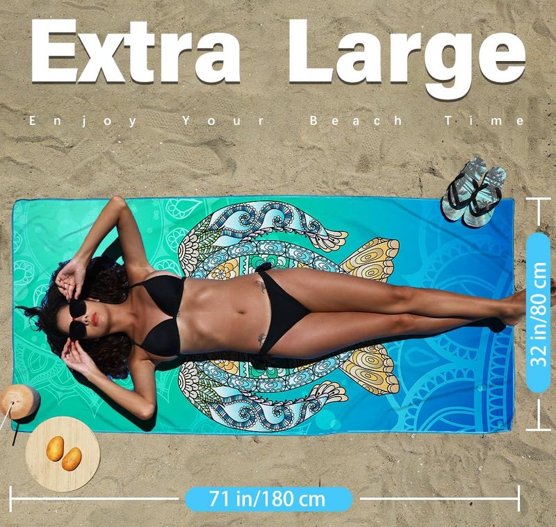 Microfiber Thin Lightweight Beach Towel Sand Free Quick Dry Absorbent Compact Towels for Swimming Pool Camping Beach Accessories Large Easy Pack Travel Things for Vacation Essentials Adult Gift