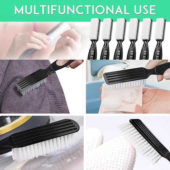 6 Pack Nail Brush Cleaning Nail Dust Brush, HOFASON Nail Brush for Cleaning Fingernails, Handle Grip Nail Brush Cleaner for Nail and Toenail Foot Manicure Pedicure Tools Scrub Brush Men Women (Black)