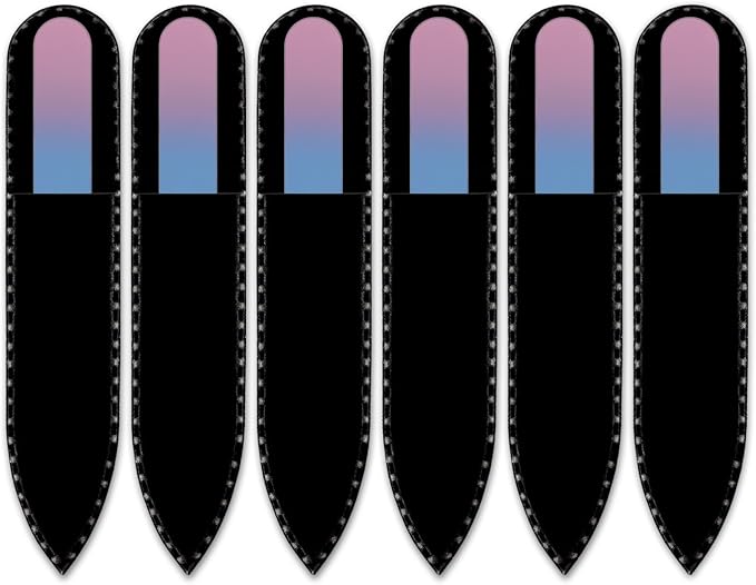 Mont Bleu Rainbow Crystal Nail File in Black Pouch - Small/Purse Size - Czech Tempered Glass - Handmade in Bohemia (Czech Republic)
