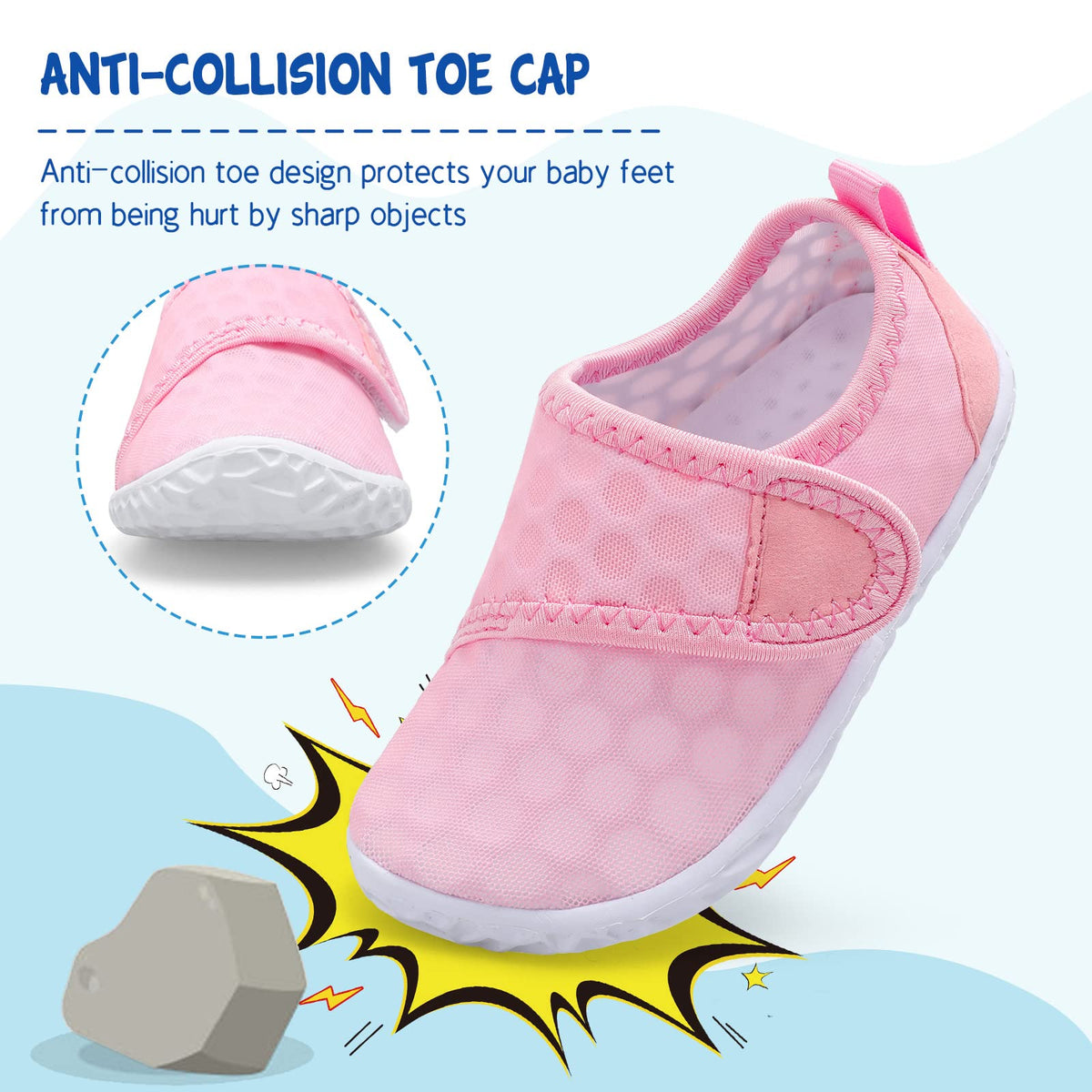 LeIsfIt Kids Water Shoes Toddler Girls Boys Swim Shoes Outdoor Quick-Dry Breathable Aqua Socks for Beach Pool Surf, Pink, 12 Little Kid