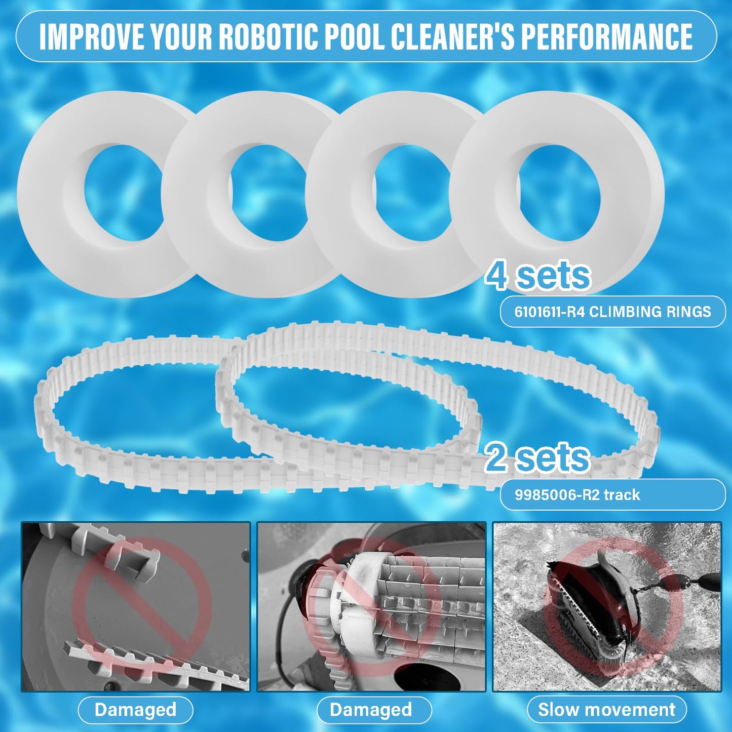 GVCVHVCV 9985006-r2 Track and Climbing Rings 6101611-r4 Replacement Parts Compatible with Maytronics Dolphin Nautilus cc Plus Robotic Pool Robot (6 Pack)