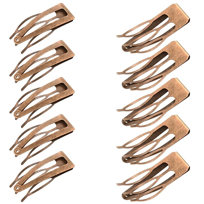 Chinco 24 Pcs Double Grip Hair Clips Metal Snap Clips Women Barrettes for Hair Making, Salon Supplies(Red Ancient Bronze,2 Inch)
