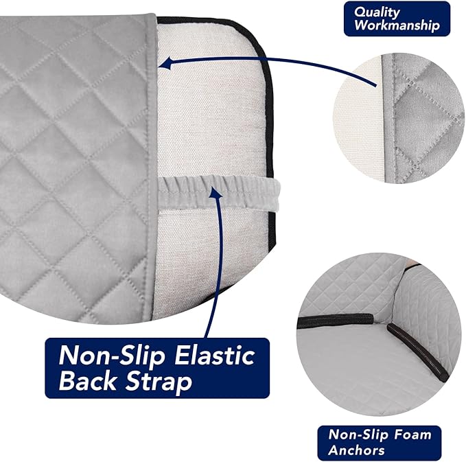 PureFit Reversible Quilted Sofa Cover, Water Resistant Slipcover Furniture Protector, Washable Couch Cover with Non Slip and Elastic Straps for Kids, Dogs, Pets (XX Large, Light Gray/Light Gray)