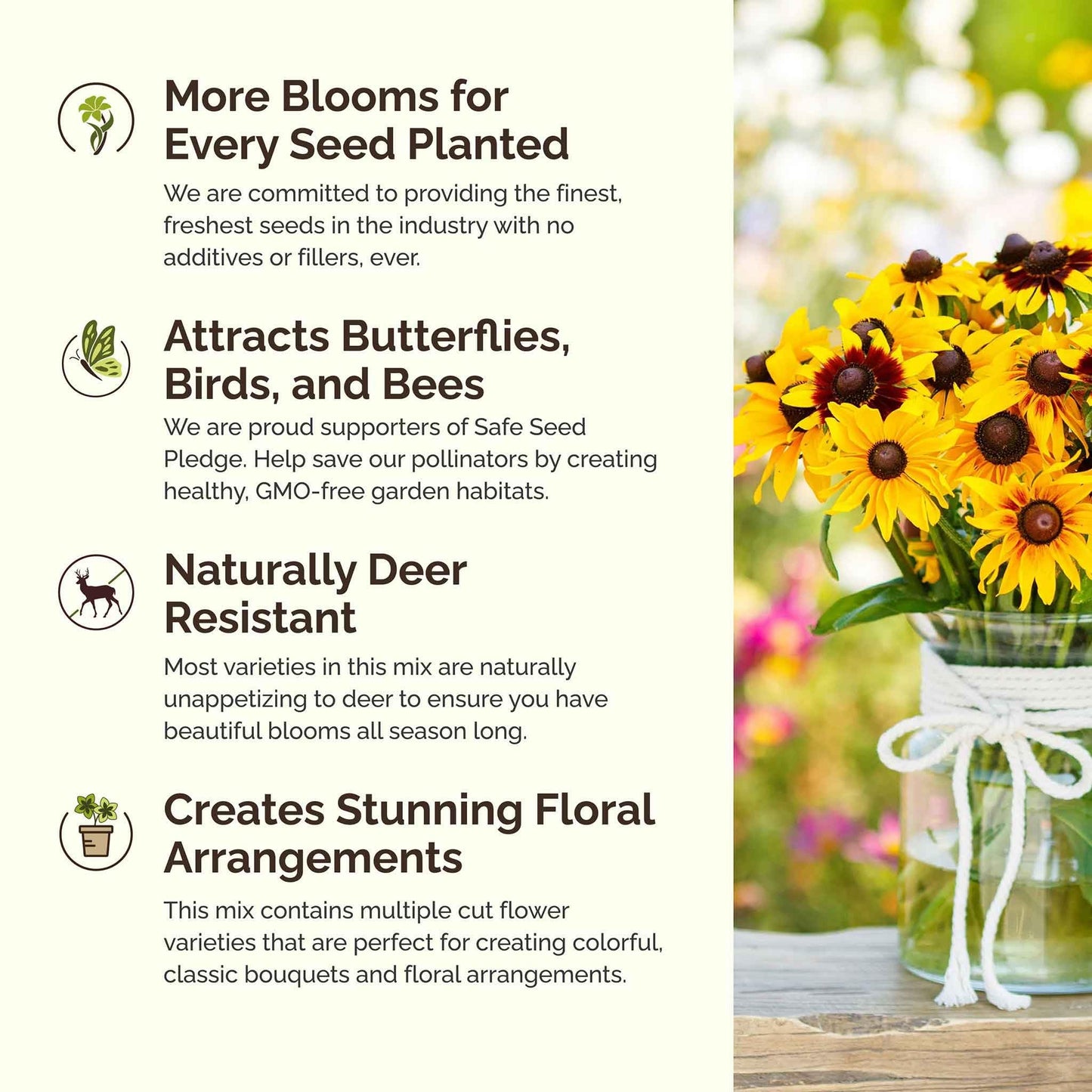 Eden Brothers Midwest Wildflower Mixed Seeds for Planting, 1 lb, 480,000+ Seeds with Cornflower, Candytuft, Mexican Hat | Attracts Pollinators, Plant in Spring or Fall, Zones 3, 4, 5, 6, 7, 8, 9, 10