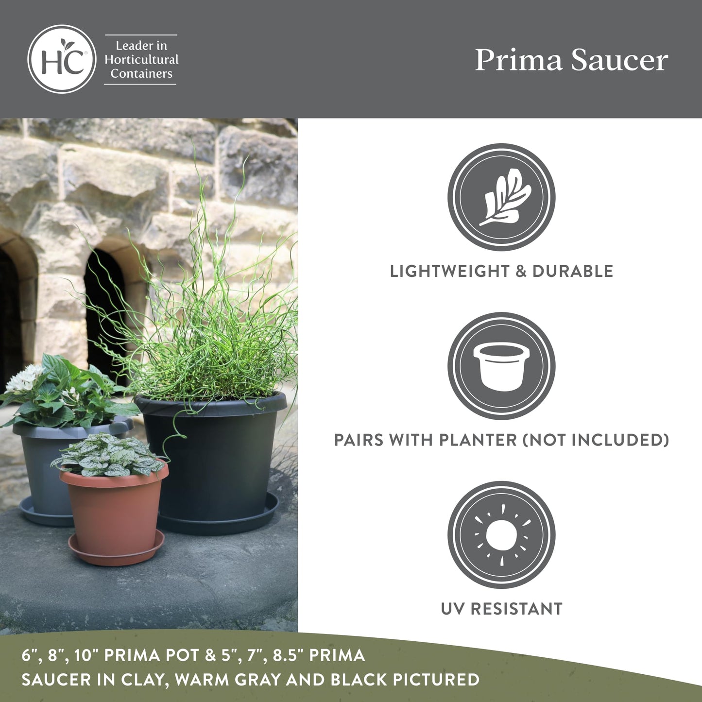 The HC Companies 10.5 Inch Prima Round Plant Saucer, Lightweight UV-Resistant Plastic Outdoor & Indoor Flower Pot Tray, 2-Pack Plant Pot Trays for Garden & Home Decor, Twilight Blue