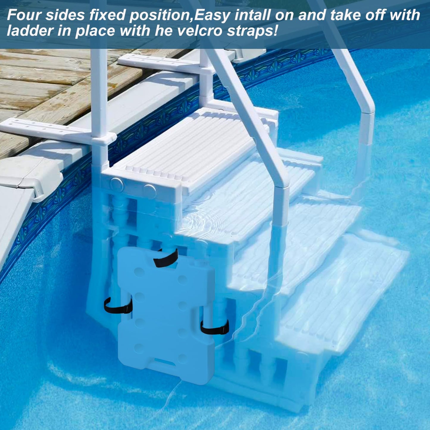 2 Pack Swimming Pool Ladder Weights for Above Ground Pools, Plastic Pool Step Weights Removable Stair Weights Anchor Container Sand Bag with 8 Hook and Loop Straps Hold 52lbs for Easy Step System