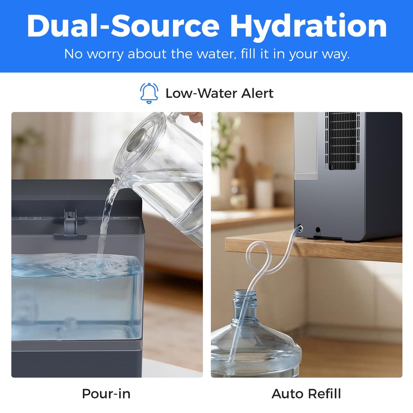 3-in-1 Water Dispenser with Ice Maker - Coffee Maker Countertop Bullet Ice Maker 16.6 lbs/24H with Timer, Hot/Cold/Warm Adjustable Volume Water, K-Cup® Ground Coffee Brewer for Home Office Gift