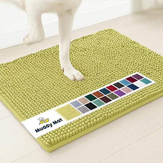 Muddy Mat® | Super Absorbent Door Mat Indoor, Microfiber Quick Dry Chenille Entryway Rug, Non-Slip Front Door Mat, Indoor Mats for Entryway, Machine Washable Pet Rug, Yellow 48" x 60"