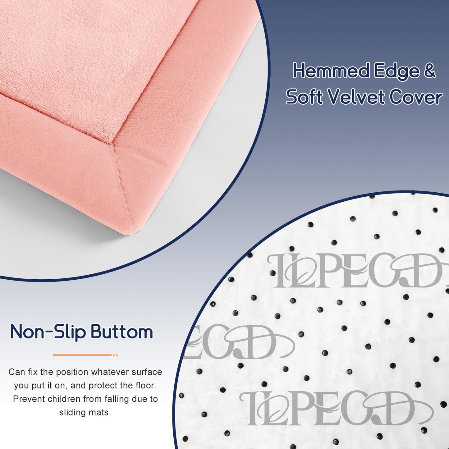 ILPEOD Baby Play Mat for Floor Nursery Rug Muscle Mat Area Rug Playroom Rug 65"x50" Playpen Mat Memory Foam 1.3" Thick Crawling Mat for Babies,Toddlers, Infants, Kids,Light Pink