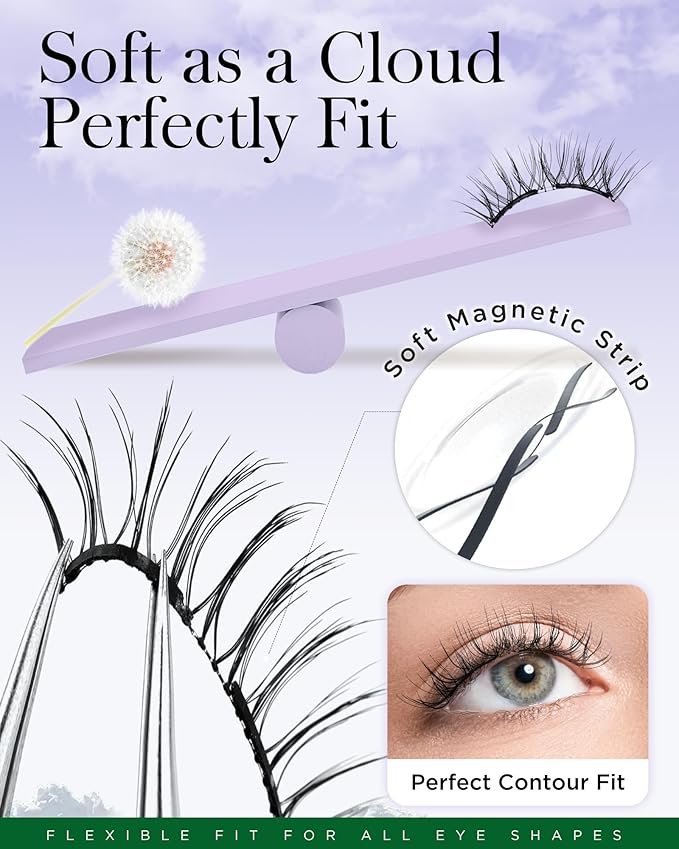 BEYELIAN Portable Magnetic Eyelashes with Applicator Kit All-In-One Box, Upgrade Soft Reusable Magnetic Lashes, No Glue Needed False Eyelashes AYT27 (Lightweight & Comfortable)