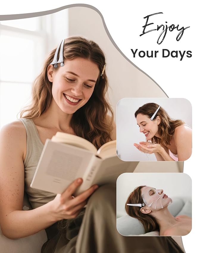 AIMIKE Extended Sectioning Hair Clips w/Built-in Silicone Band, 4.8" No-Crease Non-Slip Hair Styling Clips for Thick, Long Hair – Blow Drying,Hair Rollers, Rust-Free –6 Pack, White Duckbill Clips