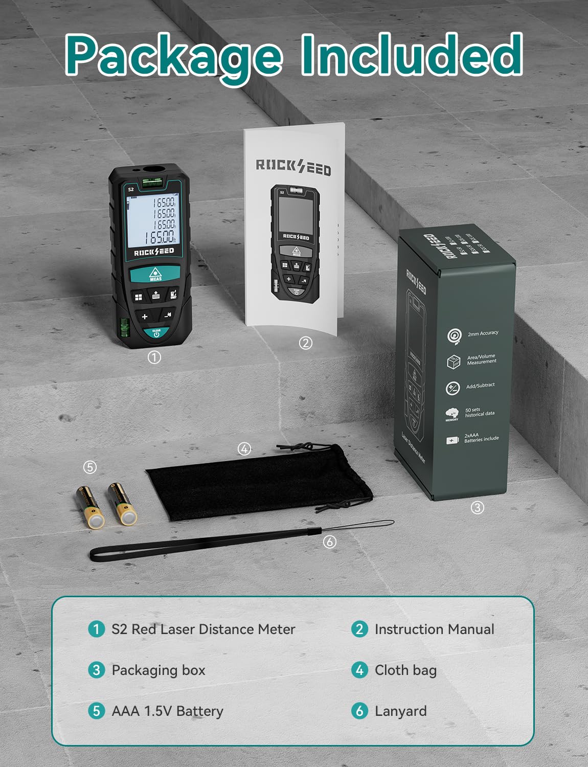 Laser Measure,RockSeed Digital Laser Distance Meter with 2 Bubble Levels,Portable M/in/Ft Unit Switching Backlit LCD and Measuring Distance/Area/Volume/Pythagorean
